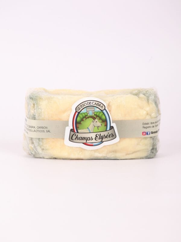 QUESO DE CABRA TIPO BRIQUE MARBÉE 160GR-DE FORMA RECTANGULAR,POSEE EN SU CENTRO UN FINA CAPA DE CARBÓN VEGETAL-CHAMPS ELYSÉES-