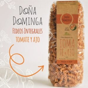 FIDEOS-TOMATE Y AJO-FUSILLI INTEGRAL-DOÑA DOMINGA X400GR-AGROECOLOGICO
