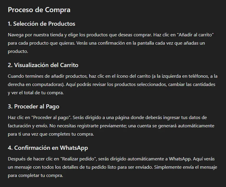 proceso de compra tienda