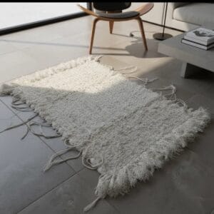 ALFOMBRA ARTESANAL RUSTICA 70 X 40 MTS-BLANCO-ALGODON 100%