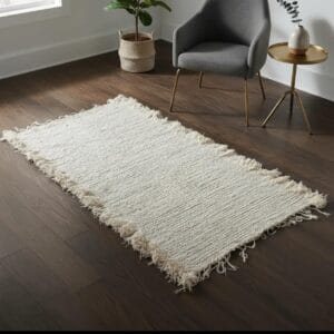 ALFOMBRA ARTESANAL RUSTICA 70 X 1.50 MTS- BLANCO-ALGODON 100%