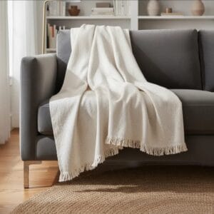 MANTAS ESTILO NORDICA -1,60 X 1 MTS - BLANCA