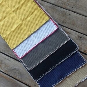 REPASADORES NIDO DE ABEJA TERMINACÍON CROCHET 40 X 50